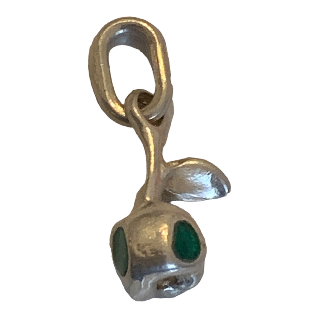 Vintage Italian Enamel Sterling Silver Apple Pendant Charm